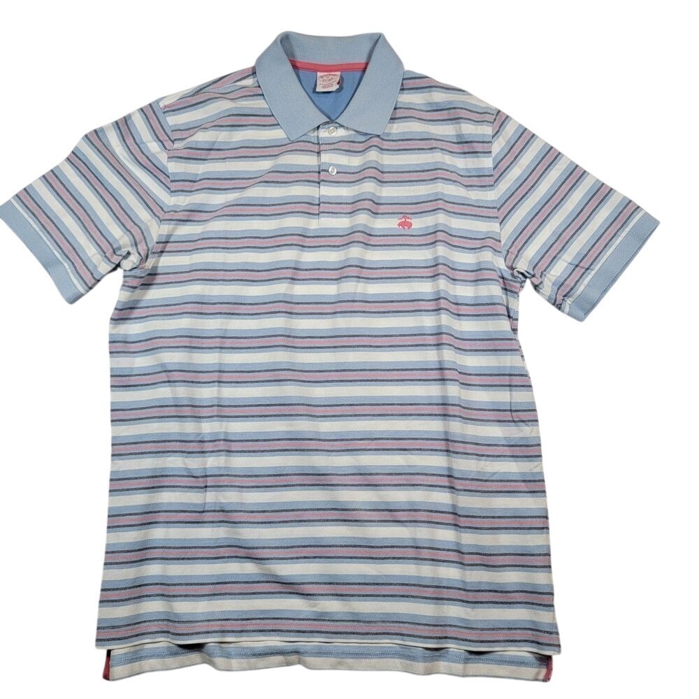 Brooks Brothers Performance Polo Shirt Sz XL Blue Striped Original Fit Pique